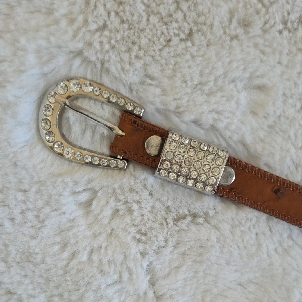 Shyanne Girls Ostrish Leather Rhinestone Belt